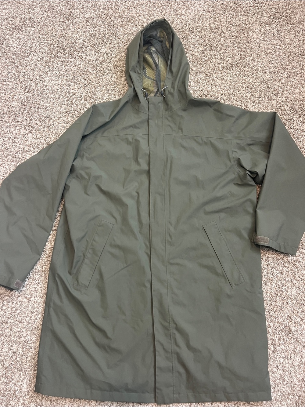 EUC Land's End Men's Hooded Raincoat Jacket - Dark Green Size XL 46-48 Regular